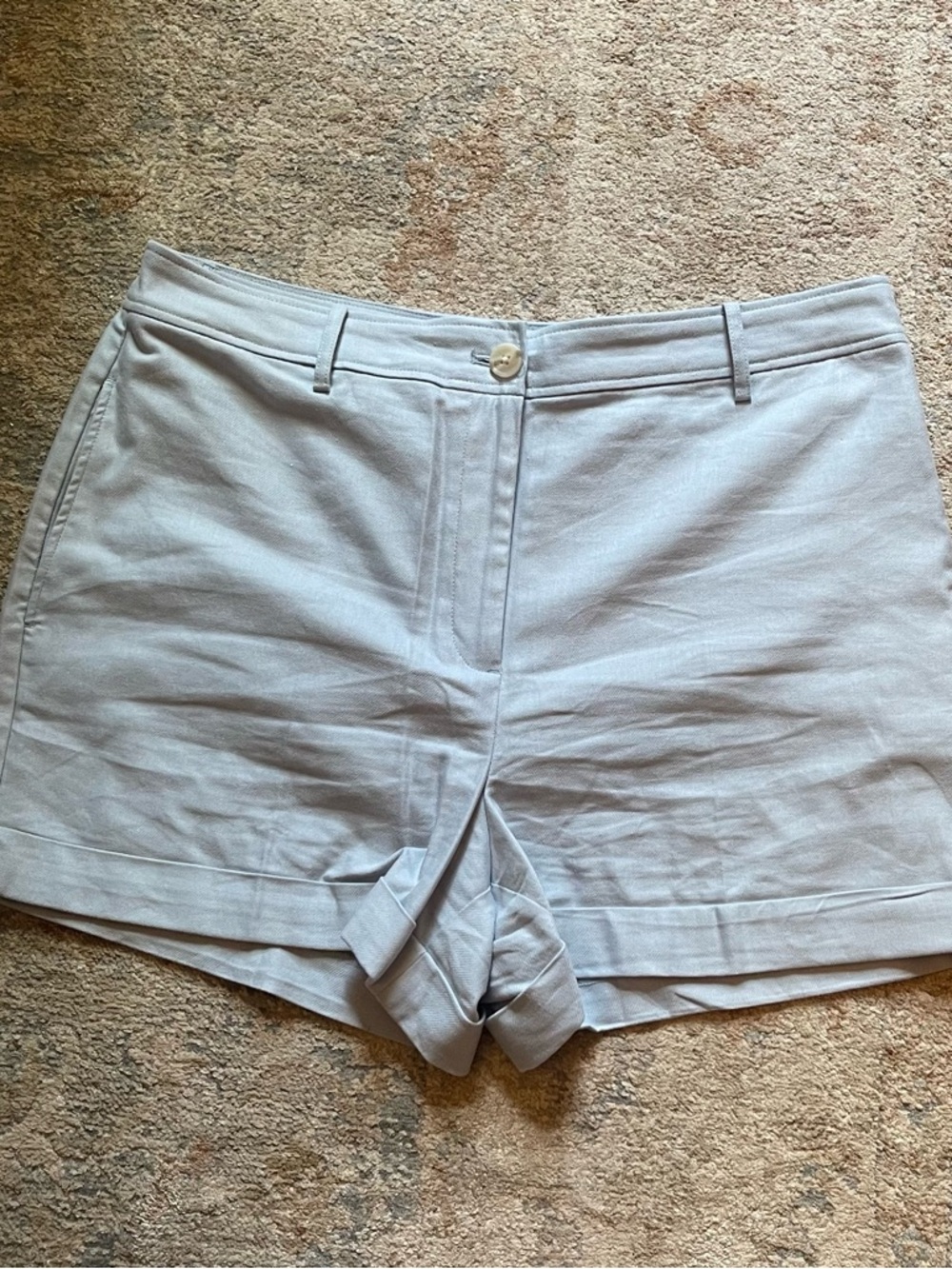 LOFT Pale Blue High-Rise Cotton Blend Shorts
